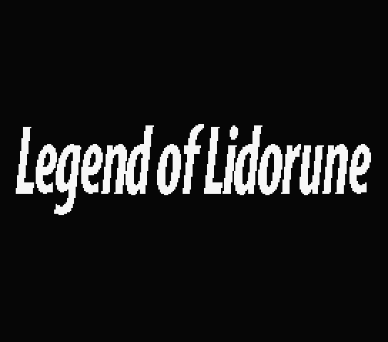 Title screen for Legend of Lidorune (sample game) in the new English patch for Active RPG Construction Tool Dante 2