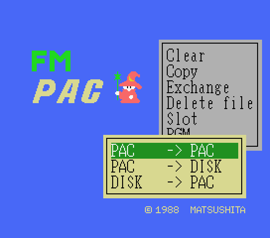 Use the copy command in the new English patch for FM Pana Amusement Cartridge a.k.a. FM PAC