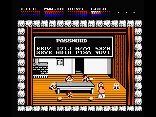 In the cabin showing the Latin alphabet password for the new English patch for Dragon Slayer IV: DraSlay Family In the cabin showing the Latin alphabet password for the new English patch for Dragon Slayer IV: DraSlay Family