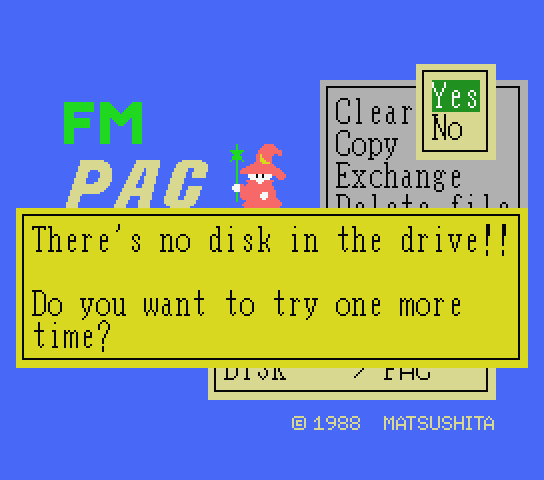 Error message in the new English patch for FM Pana Amusement Cartridge a.k.a. FM PAC Error message in the new English patch for FM Pana Amusement Cartridge a.k.a. FM PAC
