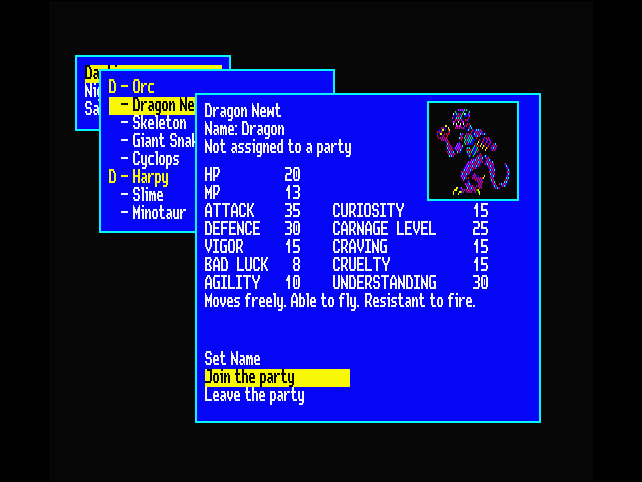 Game screen 1 in English Game screen 1 in English