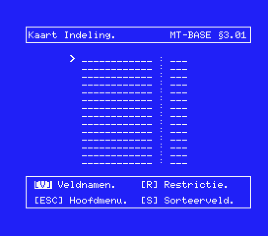 Screen 2 of the original Dutch version of MT-Base Screen 2 of the original Dutch version of MT-Base