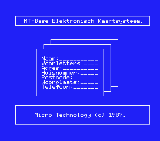 Title screen for the original Dutch version of MT-Base Title screen for the original Dutch version of MT-Base