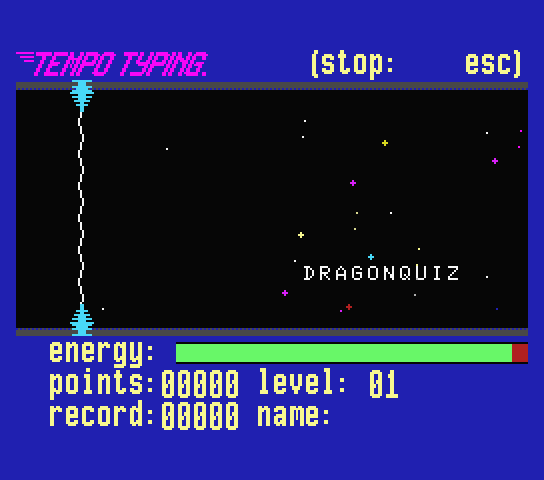 Game of the new MSX themed version of Tempo Typing