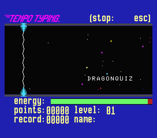 Game of the new MSX themed version of Tempo Typing Game of the new MSX themed version of Tempo Typing